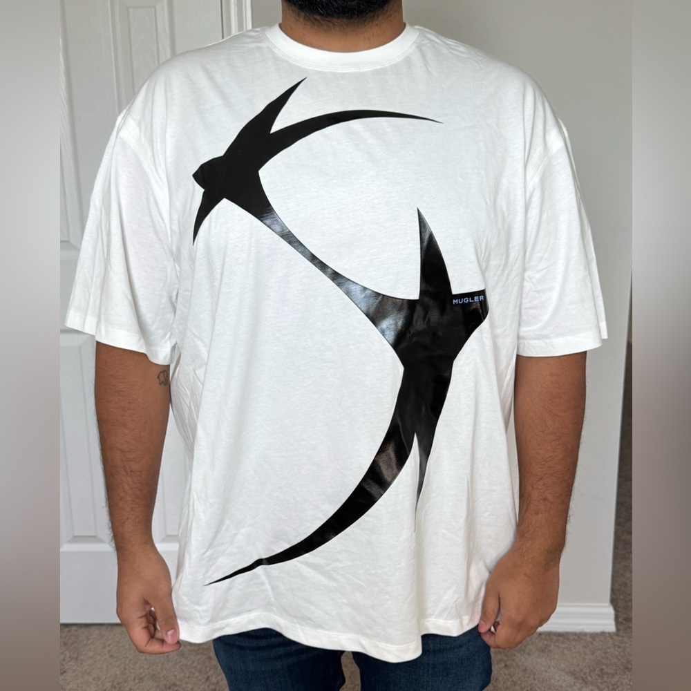 Mugler White and Black Graphic Tee